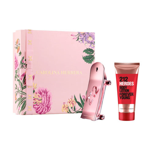Carolina Herrera 212 Heroes Forever Young 2 Pcs Set For Women: 2.7 Eau De Parfum Spray + 3.4 Body Lotion
