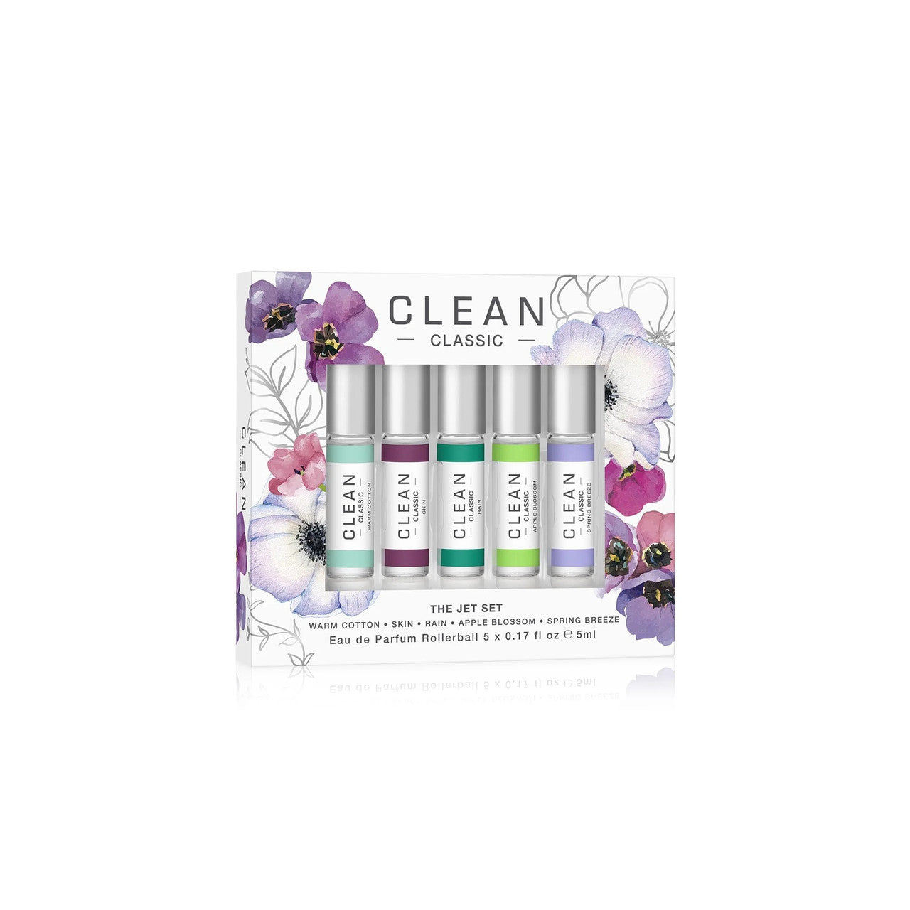 Clean Classic 5 X 5 ml Eau de Parfum Rollerball Set: Warm Cotton + Skin + Rain + Apple Blossom + Spring Breeze