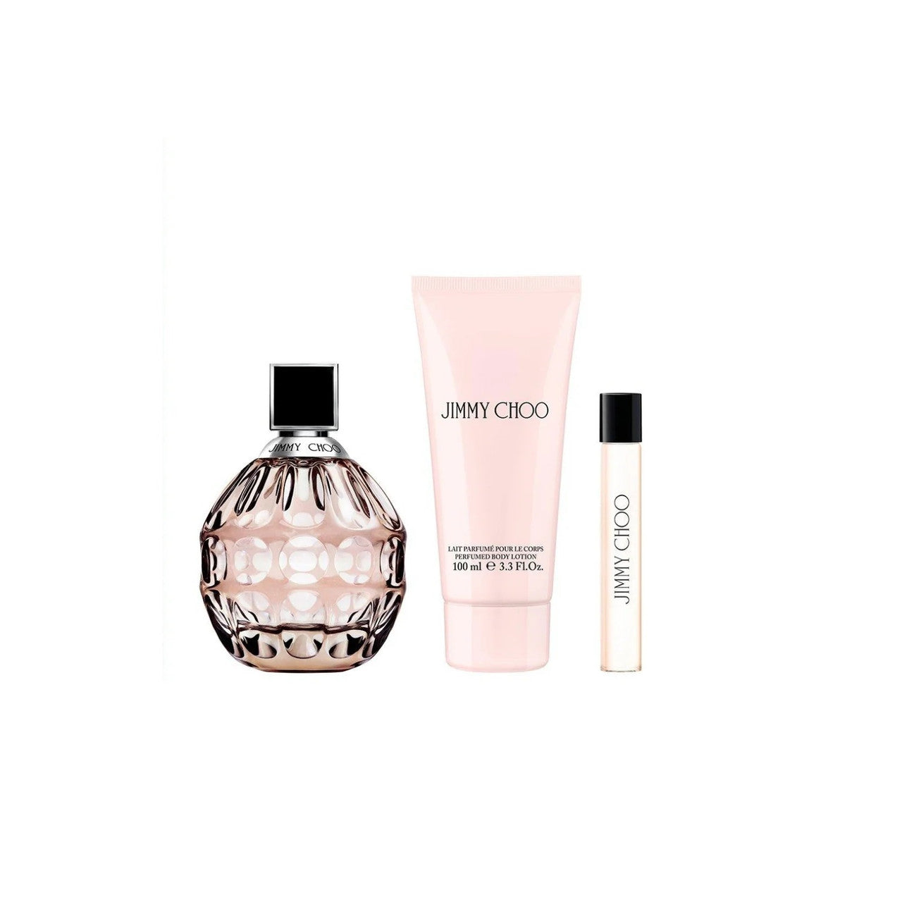 Jimmy Choo 3 Pcs Set for Women: 3.3 Eau de Parfum Spray + 0.25 Eau de Parfum Spray + 3.3 Body Lotion