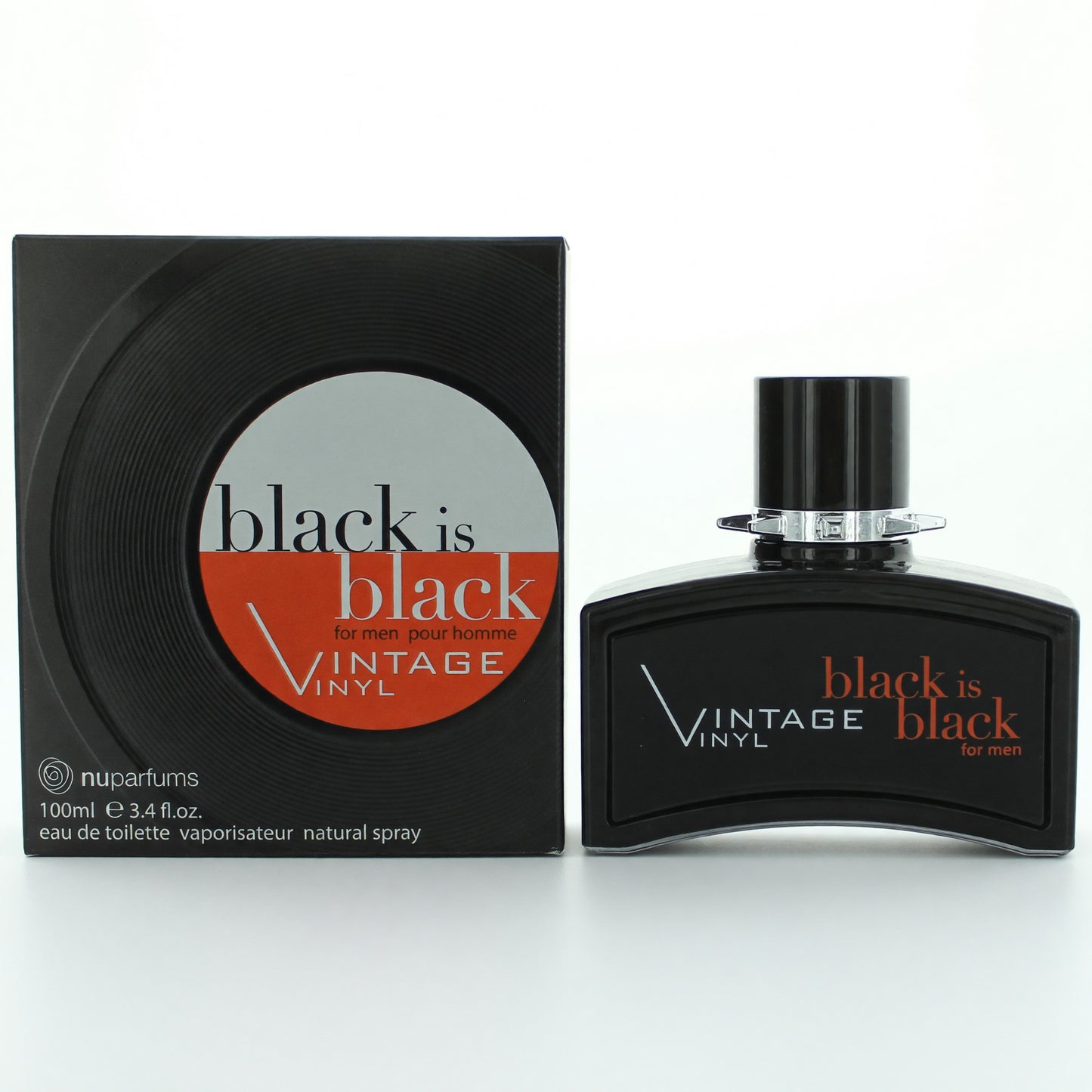 Black is Black Vintage Vinyl by NuParfums, 3.4 oz EDT Spray for Men