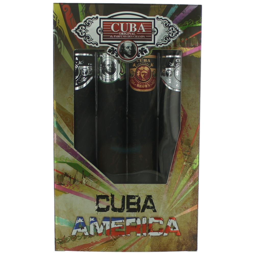 Cuba America by Cuba, Set de regalo de 4 piezas para hombre con Black, Grey, Green y Brown