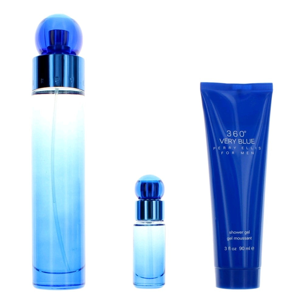 Perry Ellis 360 Very Blue de Perry Ellis, Set de Regalo de 3 Piezas para Hombres