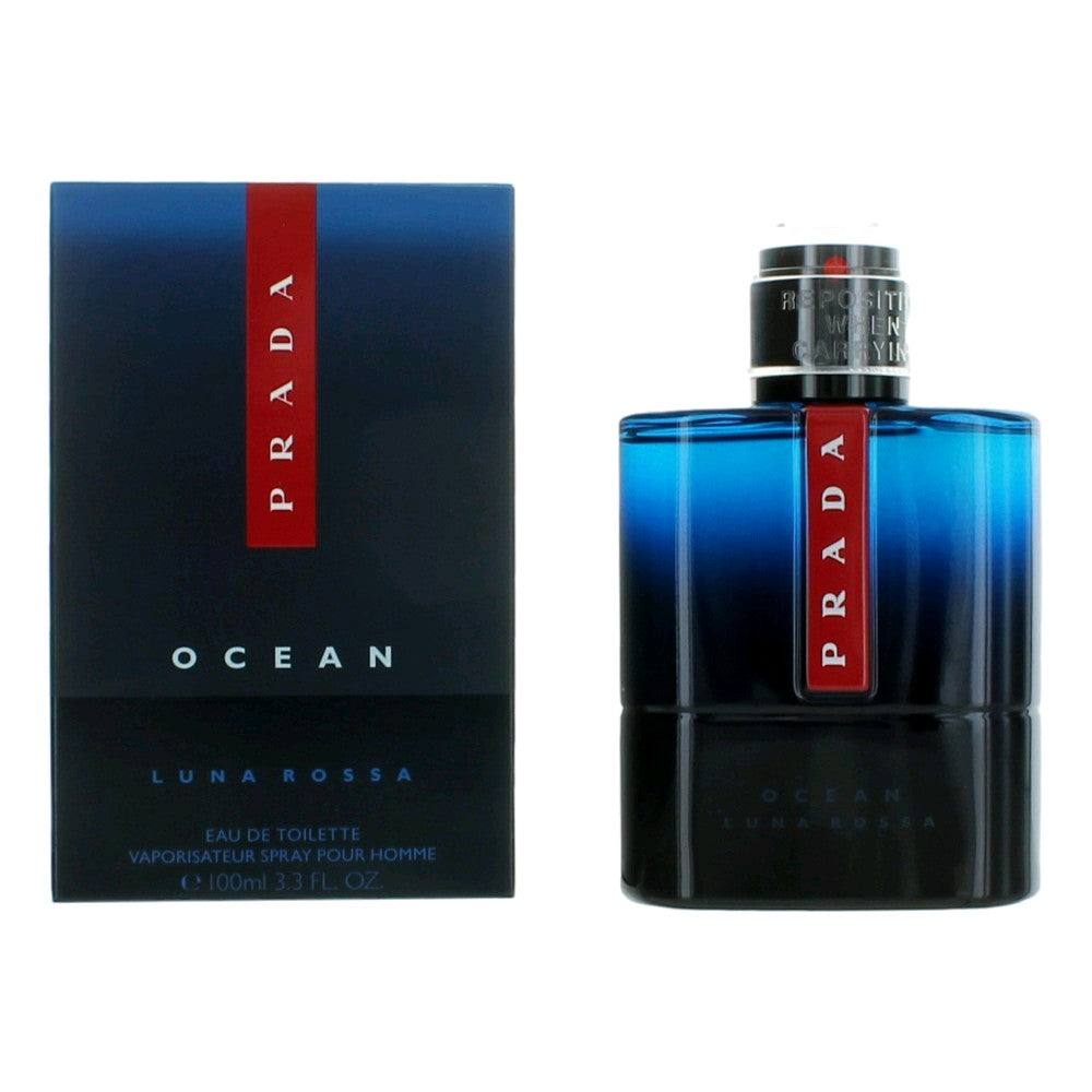 Prada Luna Rossa Ocean de Prada, Spray EDT de 3.4 oz para Hombres