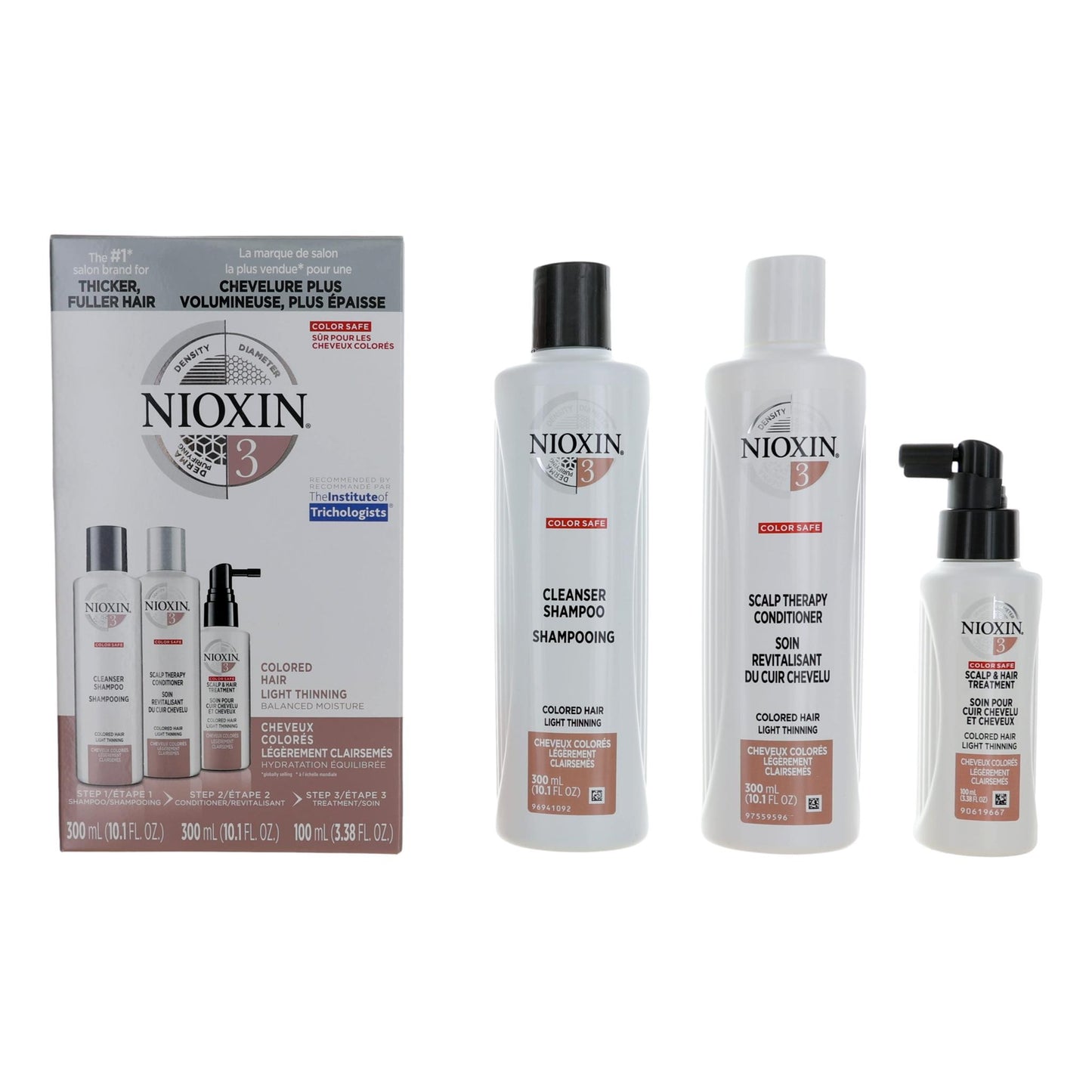 Nioxin Kit Sistema 3D Care 3, Para Cabello Teñido con Adelgazamiento Leve, Humedad Equilibrada