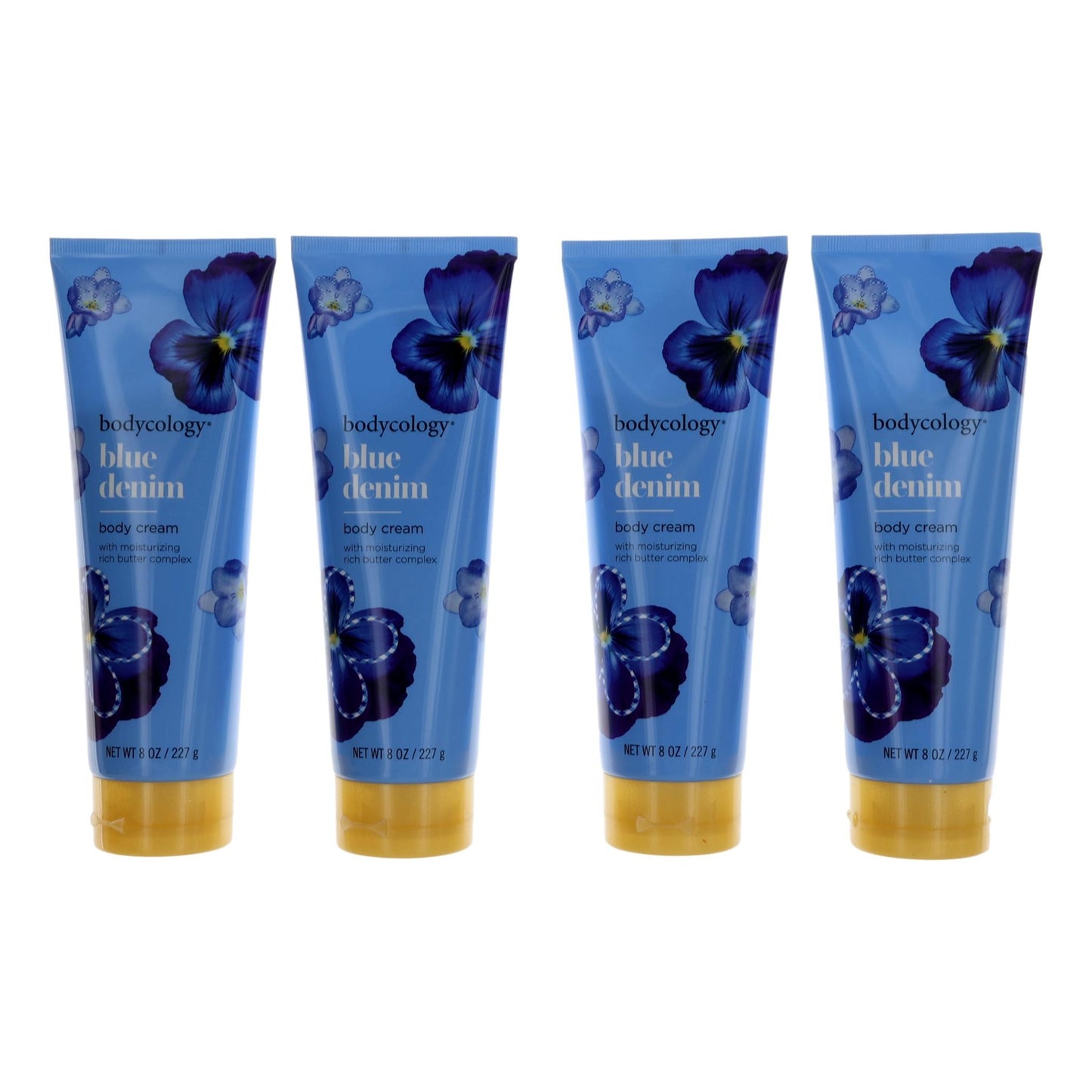 Blue Denim de Bodycology, paquete de 4 cremas corporales hidratantes de 236 ml para mujer