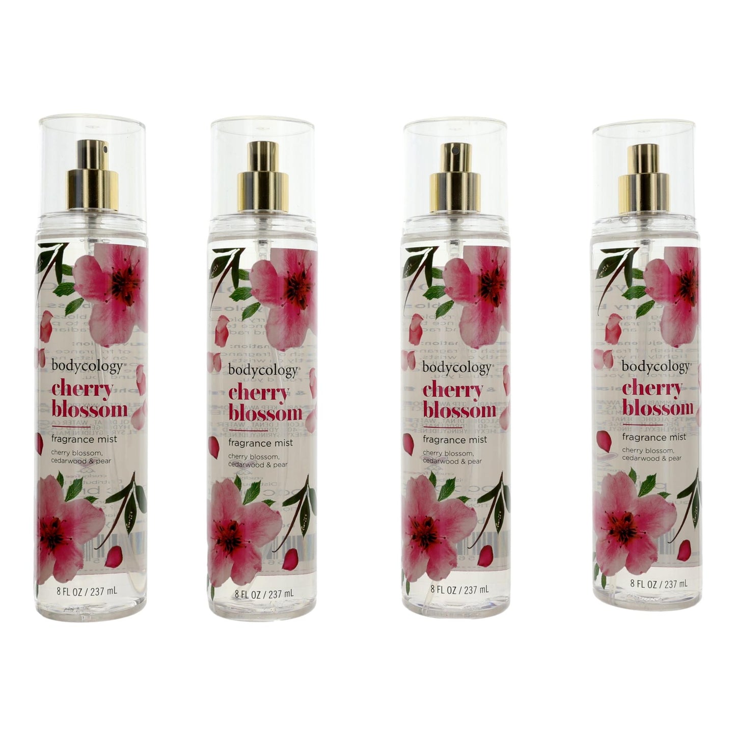 Cherry Blossom de Bodycology, paquete de 4 nieblas de fragancia de 8 oz para mujeres