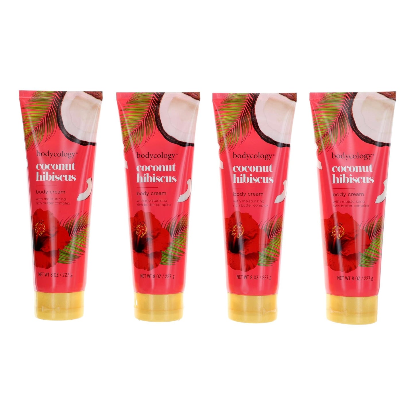 Coconut Hibiscus de Bodycology, Paquete de 4 cremas corporales hidratantes de 236 ml para mujer