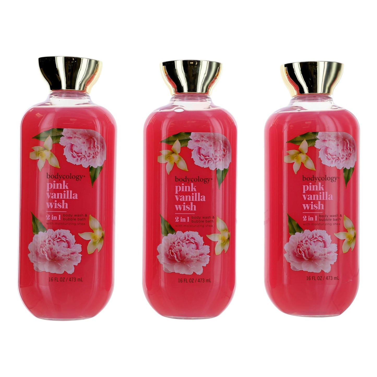Pink Vanilla Wish, paquete de 3, 473 ml, gel de ducha y baño de burbujas 2 en 1 para mujer