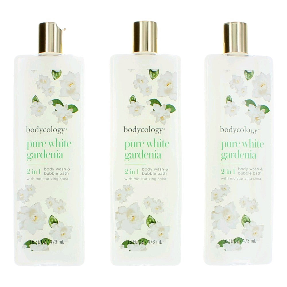 Gardenia Blanca Pura, paquete de 3, 473 ml, gel de baño y burbujas 2 en 1 para mujer