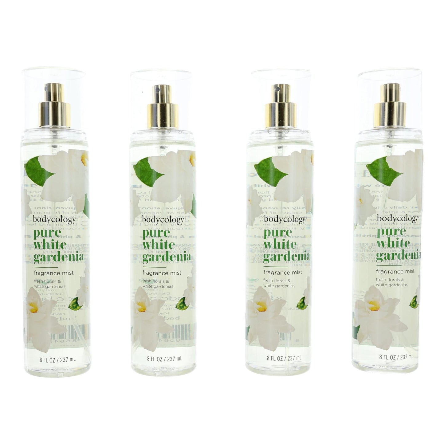 Pure White Gardenia de Bodycology, paquete de 4 brumas perfumadas de 8 oz para mujer