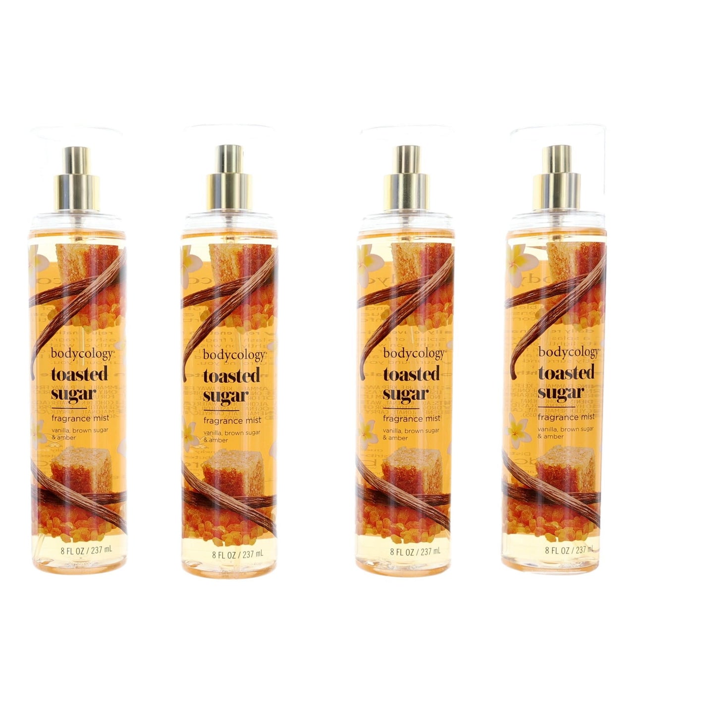 Azúcar tostado de Bodycology, paquete de 4 nieblas aromáticas de 8 oz para mujeres