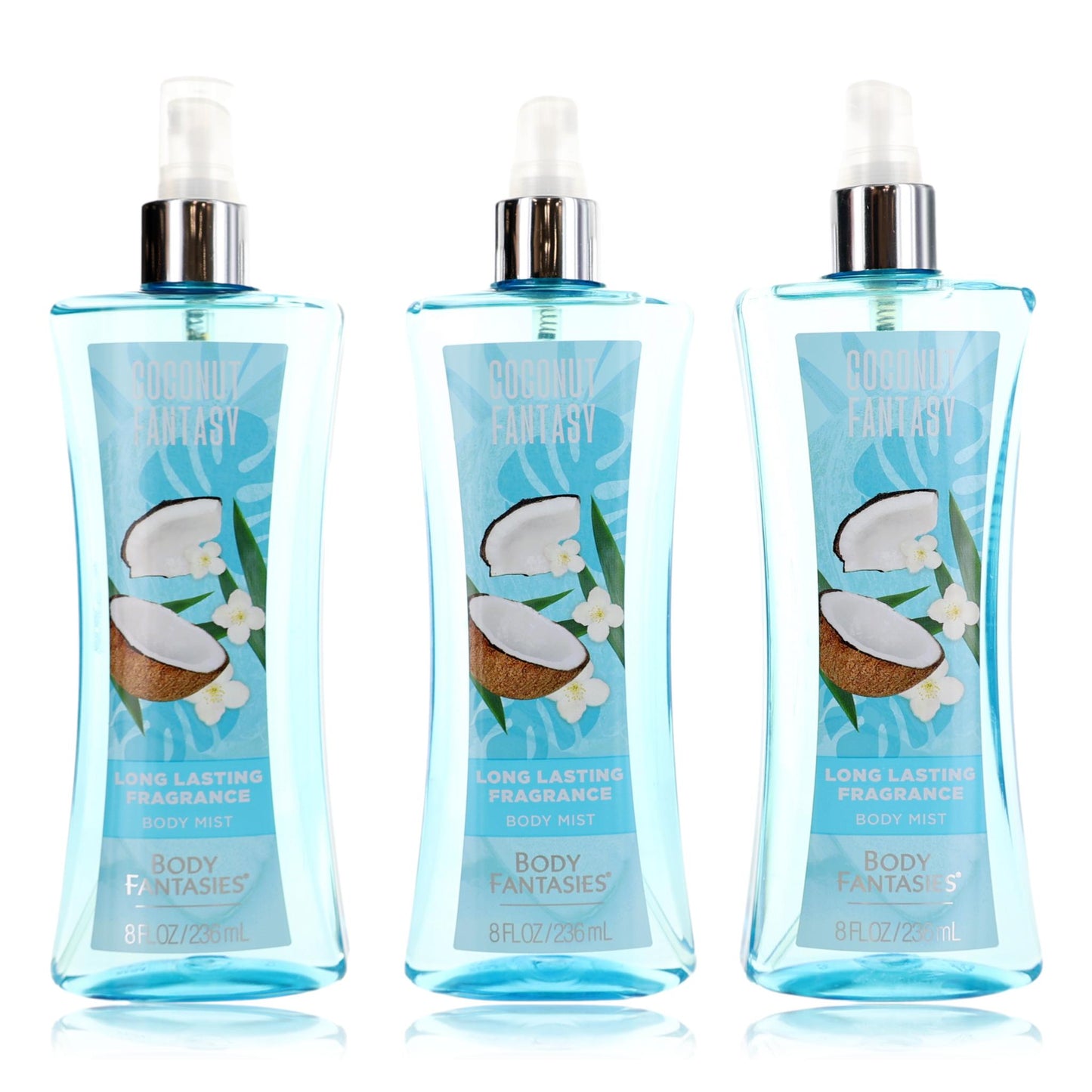 Coconut Fantasy de Body Fantasies, 3 atomizadores corporales de 236 ml para mujer
