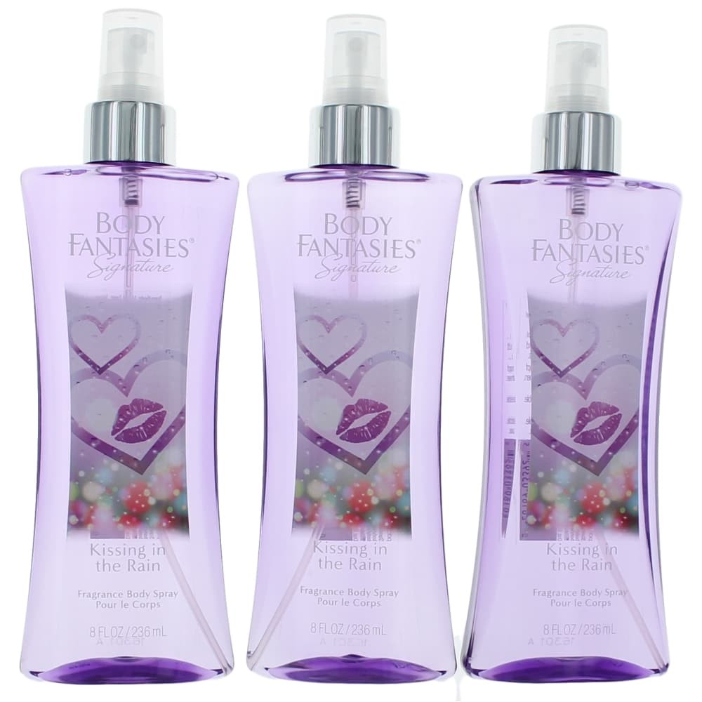 Kissing In The Rain de Body Fantasies, paquete de 3 rociadores corporales de fragancia de 236 ml para mujer