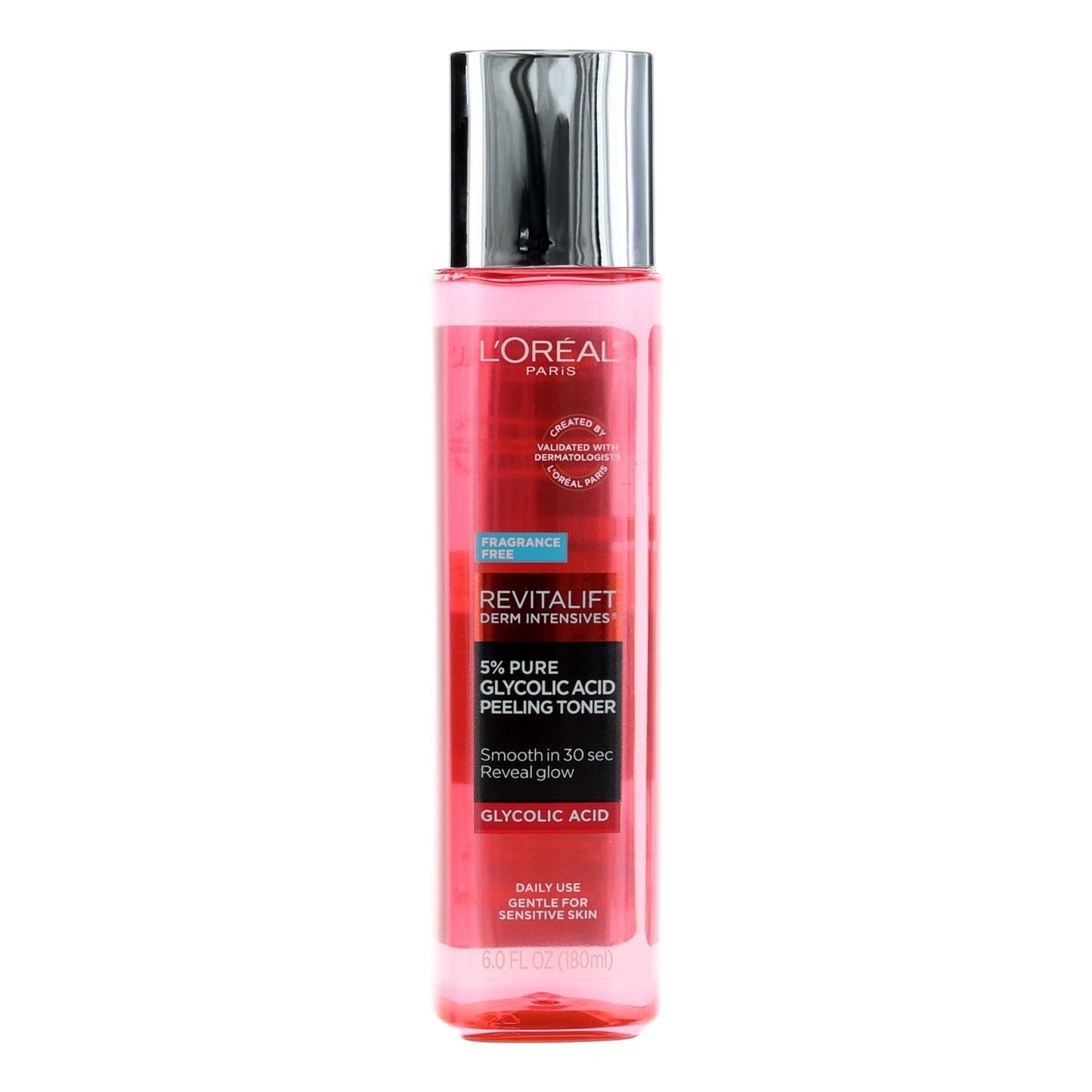 L'Oréal Revitalift Derm Intensives, tóner exfoliante con 5% de ácido glicólico puro, 177 ml