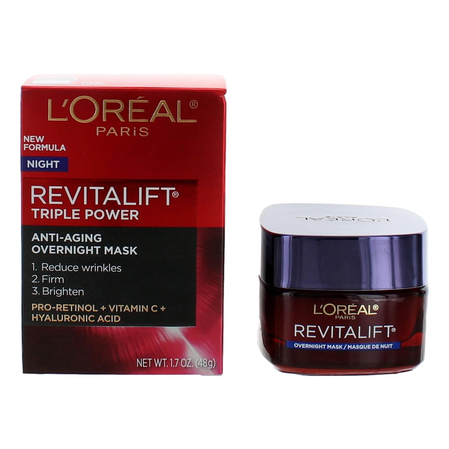 Mascarilla nocturna antiedad Revitalift Triple Power de L'Oréal, 1.7 oz