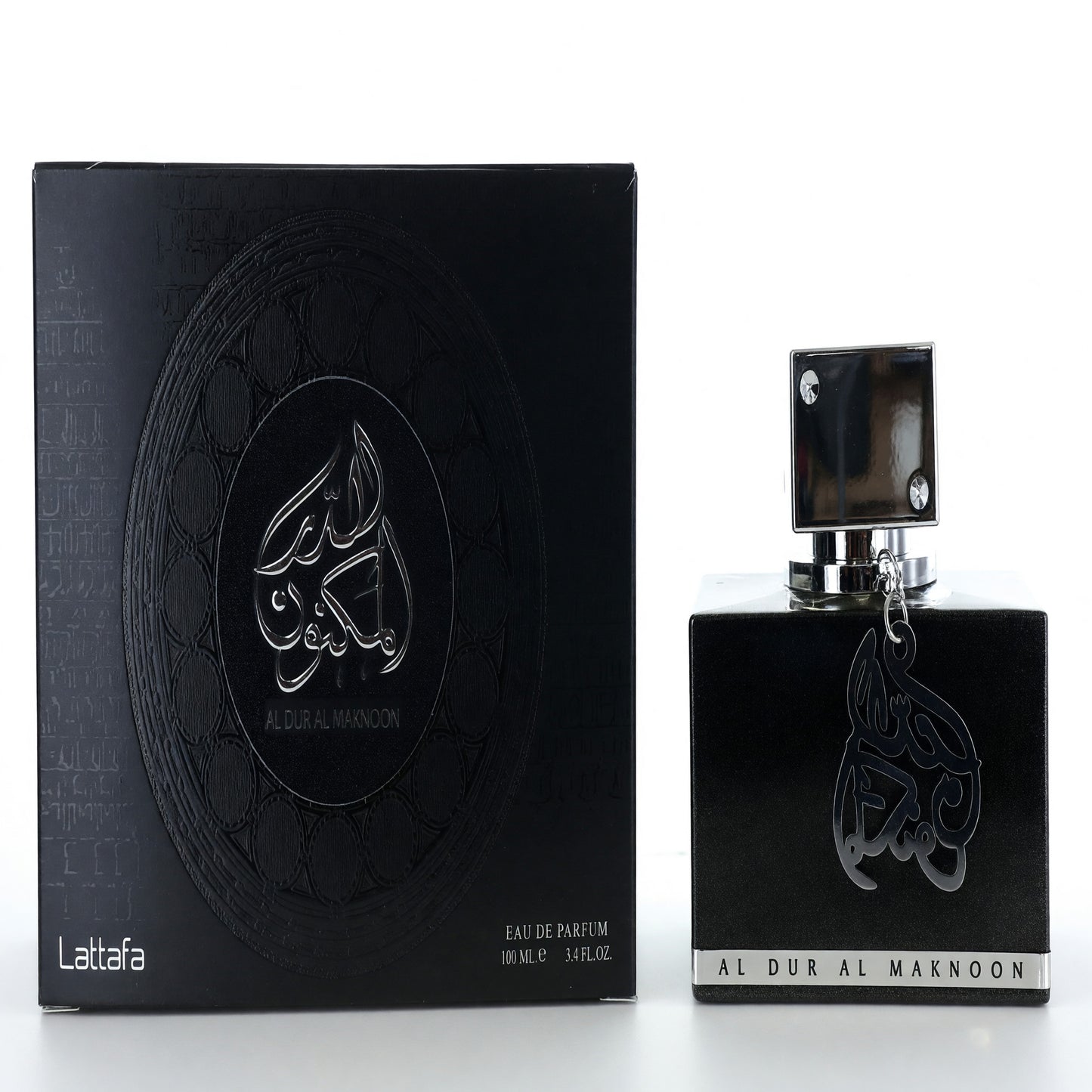 Al Dur Al Maknoon Silver de Lattafa, EDP en espray de 3.4 oz para