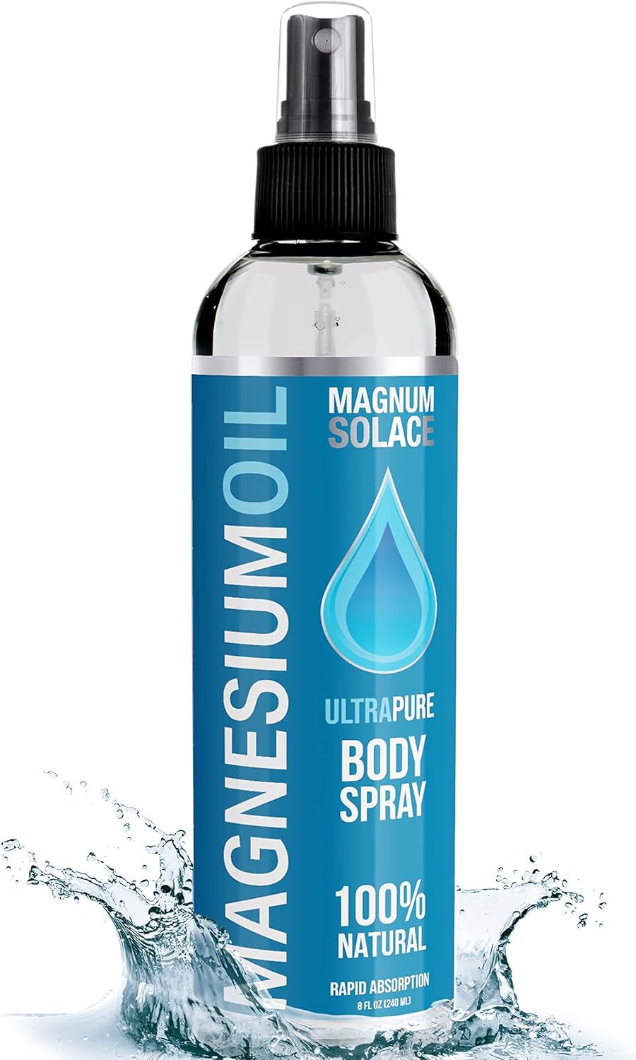 Aceite de magnesio de Magnum Solace, spray corporal ultrapuro de 8 oz