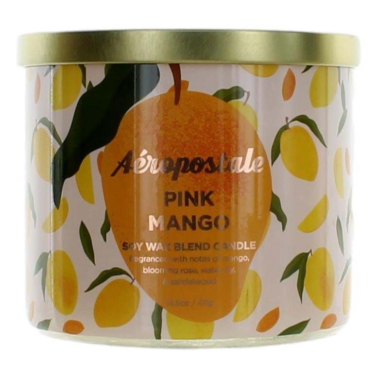 Aeropostale Vela de 3 mechas con mezcla de cera de soja de 14,5 oz - Mango rosa