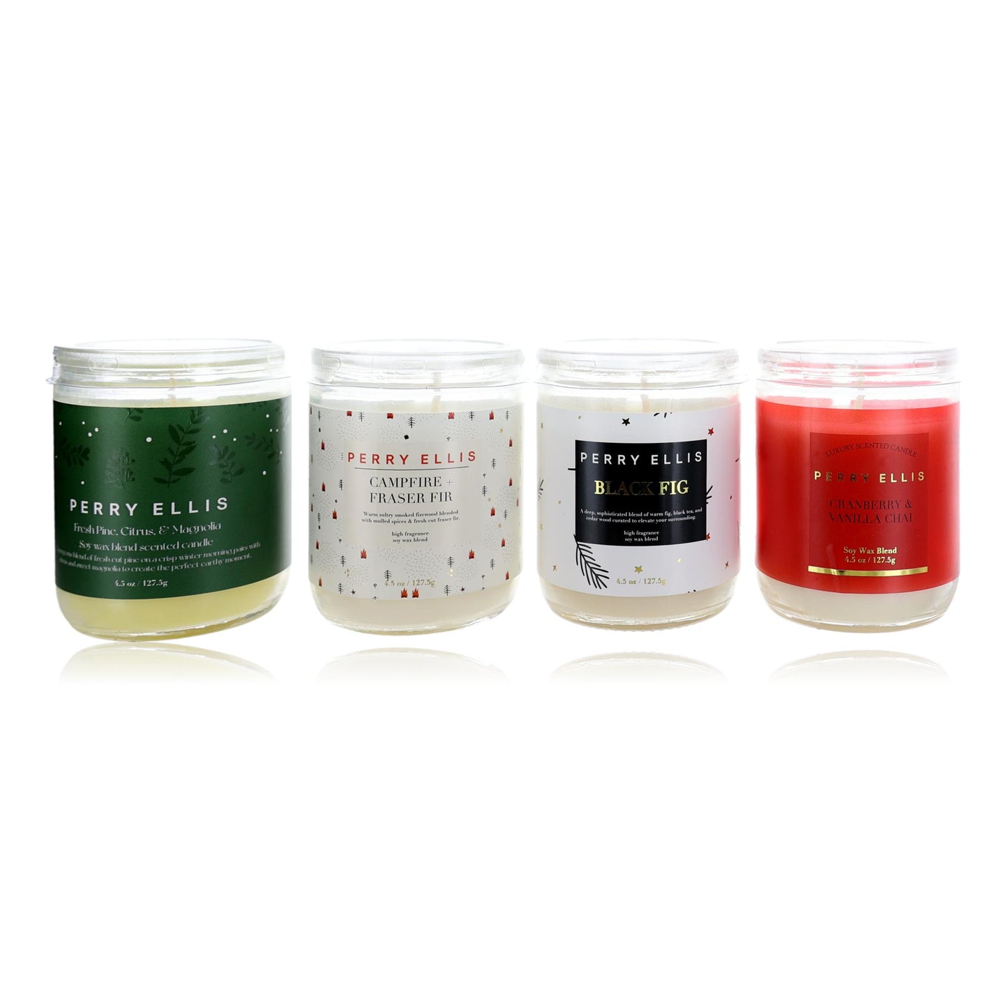 Perry Ellis Joy Cofre de Perry Ellis, Juego de velas variadas de 4 piezas - Set