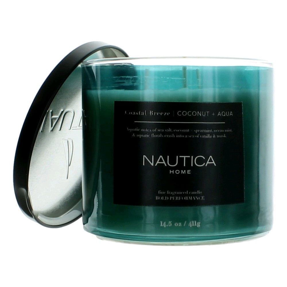 Vela Nautica de 14.5oz de Cera de Soja con 3 Mechas - Brisa Costera Coco & Aqua