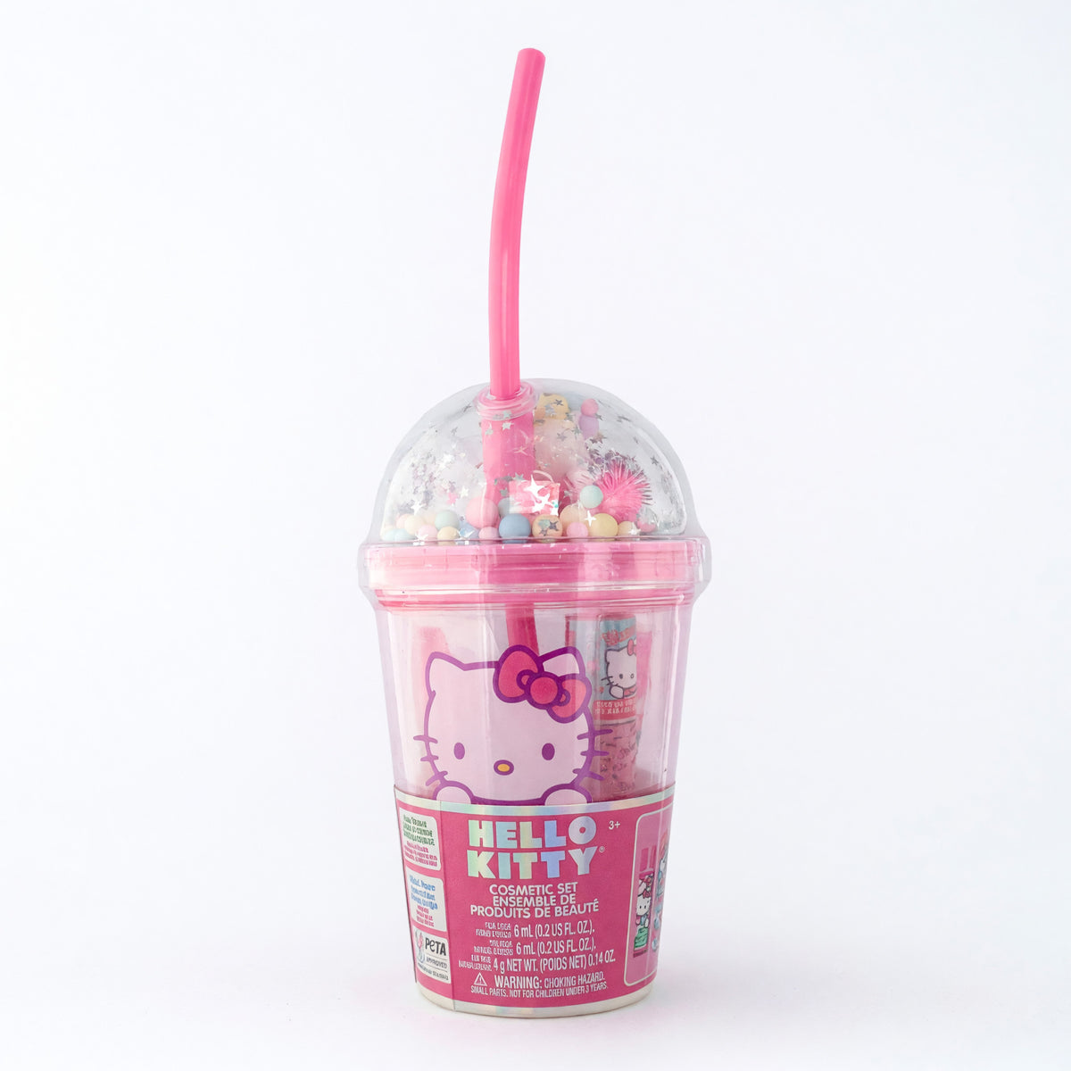 Hello Kitty Cosmetics Tumbler by Sanrio, 5 Piece Lip & Nail Set for Kids