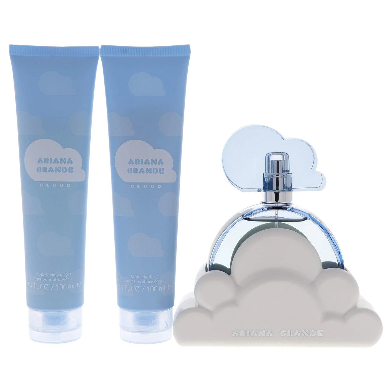 Ariana Grande Cloud 3 Pcs Set for Women: 3.4 Eau de Parfum Spray + 3.4 Bath and Shower Gel + 3.4 Body Souffle
