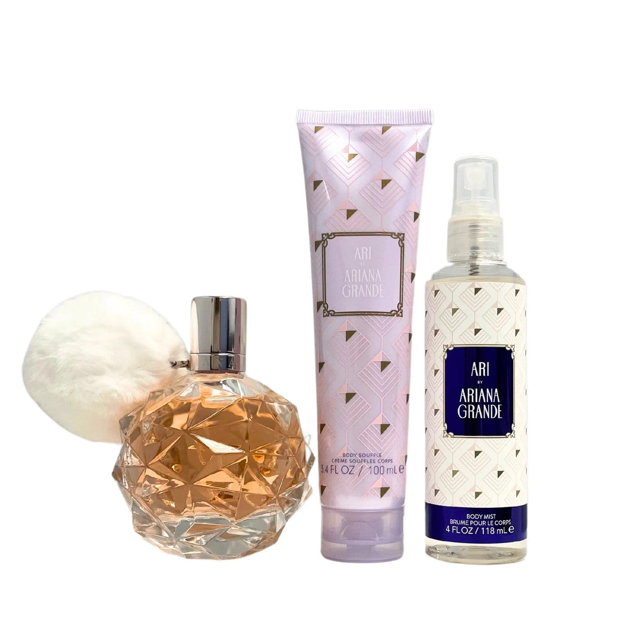 Ariana Grande Ari 3 Pcs Set: 3.4 Eau de Parfum Spray + 4 oz Body Mist + 3.4 Body Souffle