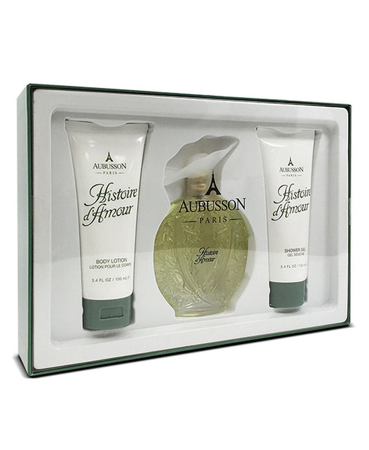 Histoire D'Amour 3 Pcs Set for Women: 3.4 Eau de Toilette Spray + 3.4 Body Lotion + 3.4 Shower Gel