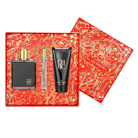 Carolina Herrera Ch 3 Pcs Set For Men: 3.4 Eau De Toilette Spray +  0.33 Eau De Toilette Spray + 3.4 After Shave Balm