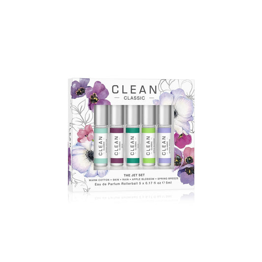 Clean Classic 5 X 5 ml Eau de Parfum Rollerball Set: Warm Cotton + Skin + Rain + Apple Blossom + Spring Breeze