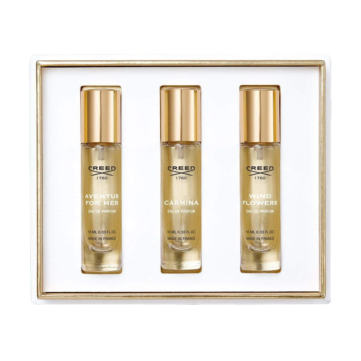 Creed 3 * 0.33 Eau de Parfum Spray Set for Women: Aventus For Her + Carmina + Wind Flowers
