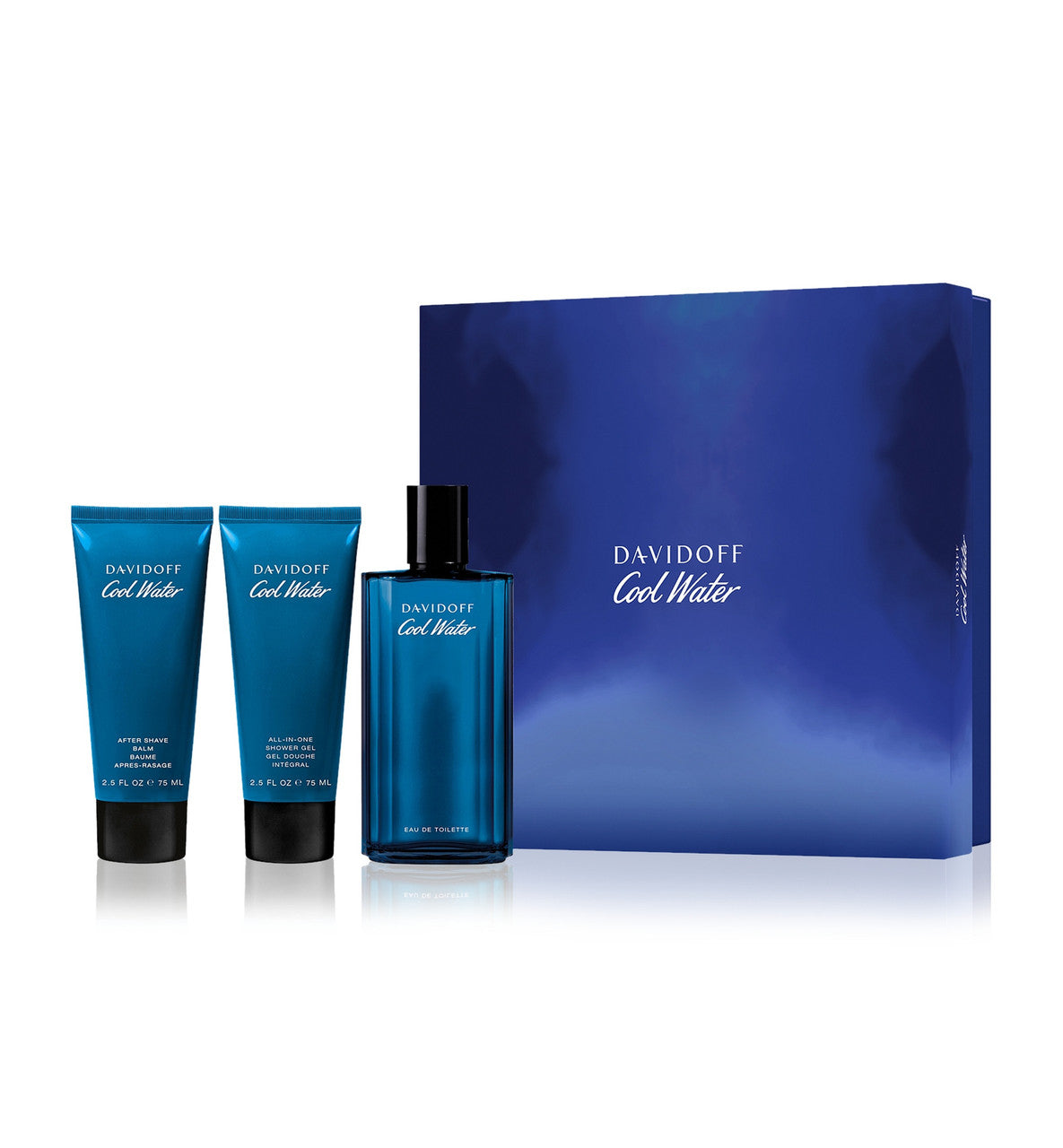 Cool Water 3 Pcs Set for Men: 4.2 Eau de Toilette Spray + 2.5 Shower Gel + 2.5 After Shave Balm