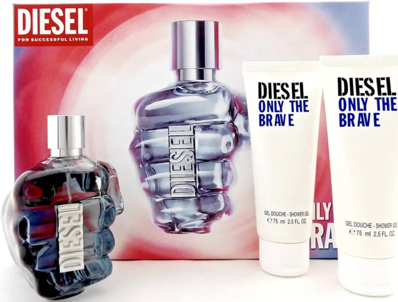 Diesel Only the Brave 3 Pcs Set for Men: 4.2 Eau de Parfum Spray + 2 * 2.5 Shower Gel