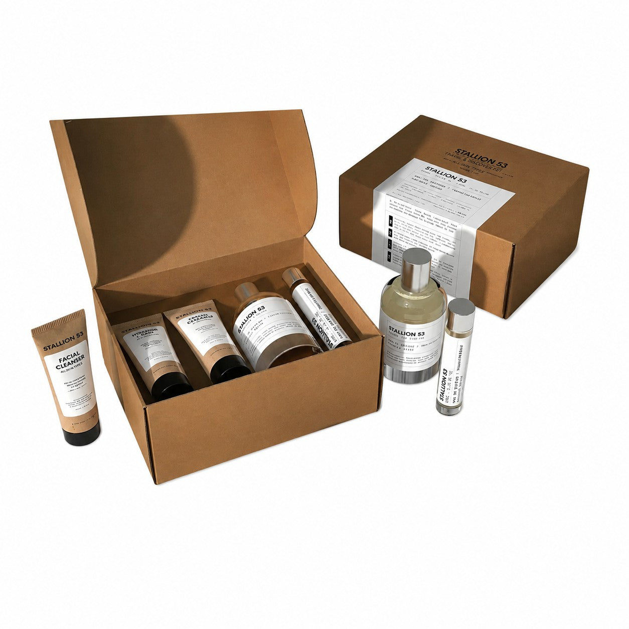 Emper Stallion 53 4 PCS Set: 3.4 Eau de Parfum Spray + 0.5 Eau de Parfum Spray + 3.4 Facial Cleanser + 3.4 Shower Gel