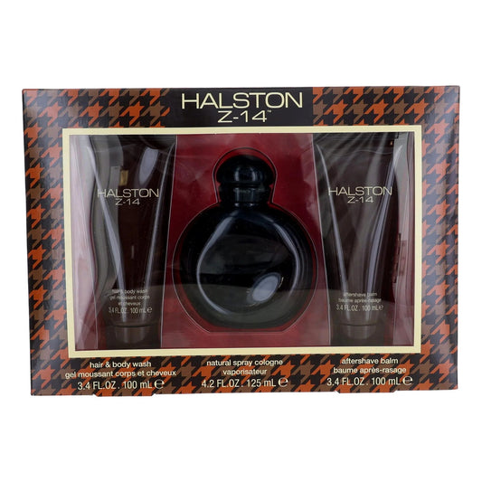 Halston Z-14 3 Pcs Set for Men: 4.2 Cologne Spray + 3.4 Aftershave Balm + 3.4 Hair & Body Wash
