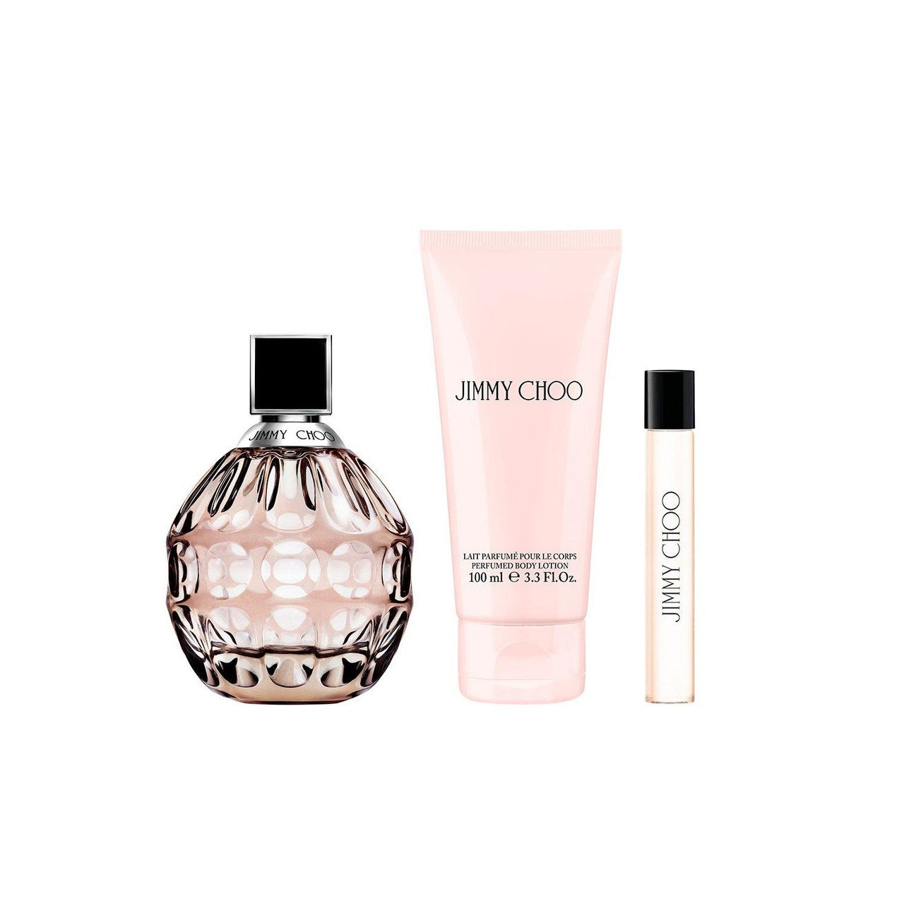 Jimmy Choo 3 Pcs Set for Women: 3.3 Eau de Parfum Spray + 0.25 Eau de Parfum Spray + 3.3 Body Lotion