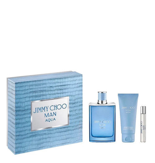 JIMMY CHOO MAN AQUA 3 PCS SET: 3.3 EAU DE TOILETTE + 0.25 EAU DE TOILETTE + 3.3 SHOWER GEL