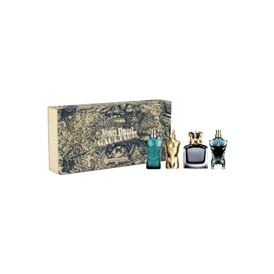 Jean Paul Gaultier 4 Pcs Mini Set for Men: Le Male 0.24 Eau de Toilette + Le Male Elixir 0.24 Eau de Parfum + Scandal 0.24 Eau de Toilette + Le Beau 0.24 Eau de Toilette