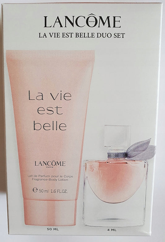 Lancome La Vie Est Belle 2 Pcs Set for Women: 4 ml Eau de Parfum Mini + 1.6 Body Lotion