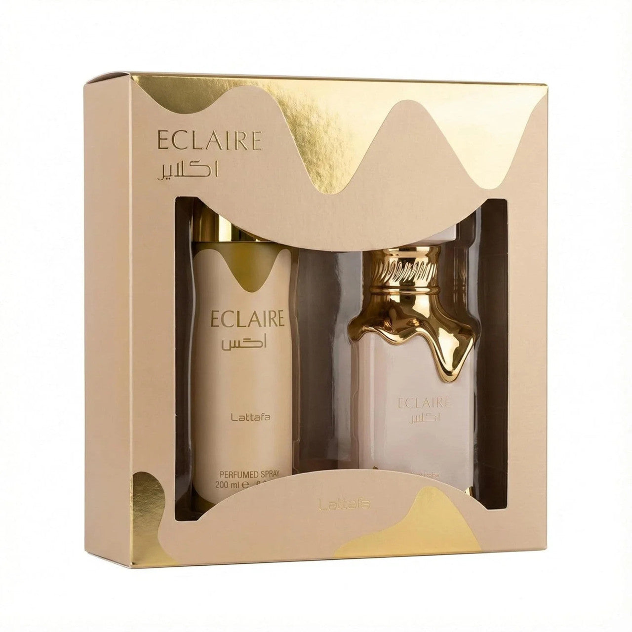Lattafa Eclaire 2 Pcs Set for Women: 3.4 Eau de Parfum Spray + 6.7 Perfumed Body Spray