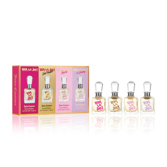 Juicy Couture 4 * 5 ML Eau de Parfum Mini Set for Women: Viva La Juicy + Viva La Juicy Gold Couture + Viva La Juicy Sucre + Viva La Juicy Le Bubbly