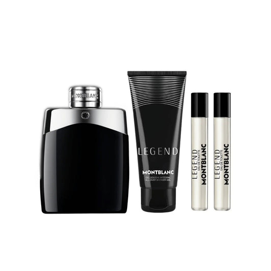 Mont Blanc Legend 4 Pcs Set for Men: 3.3 Eau de Toilette Spray + 2 * 0.25 Eau de Toilette Spray + 3.3 All Over Shower Gel