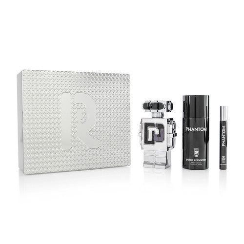 PACO RABANNE PHANTOM 3 PCS SET FOR MEN: 3.3 EAU DE TOILETTE SPRAY + 5 OZ DEODORANT SPRAY + 0.33 EAU DE TOILETTE SPRAY
