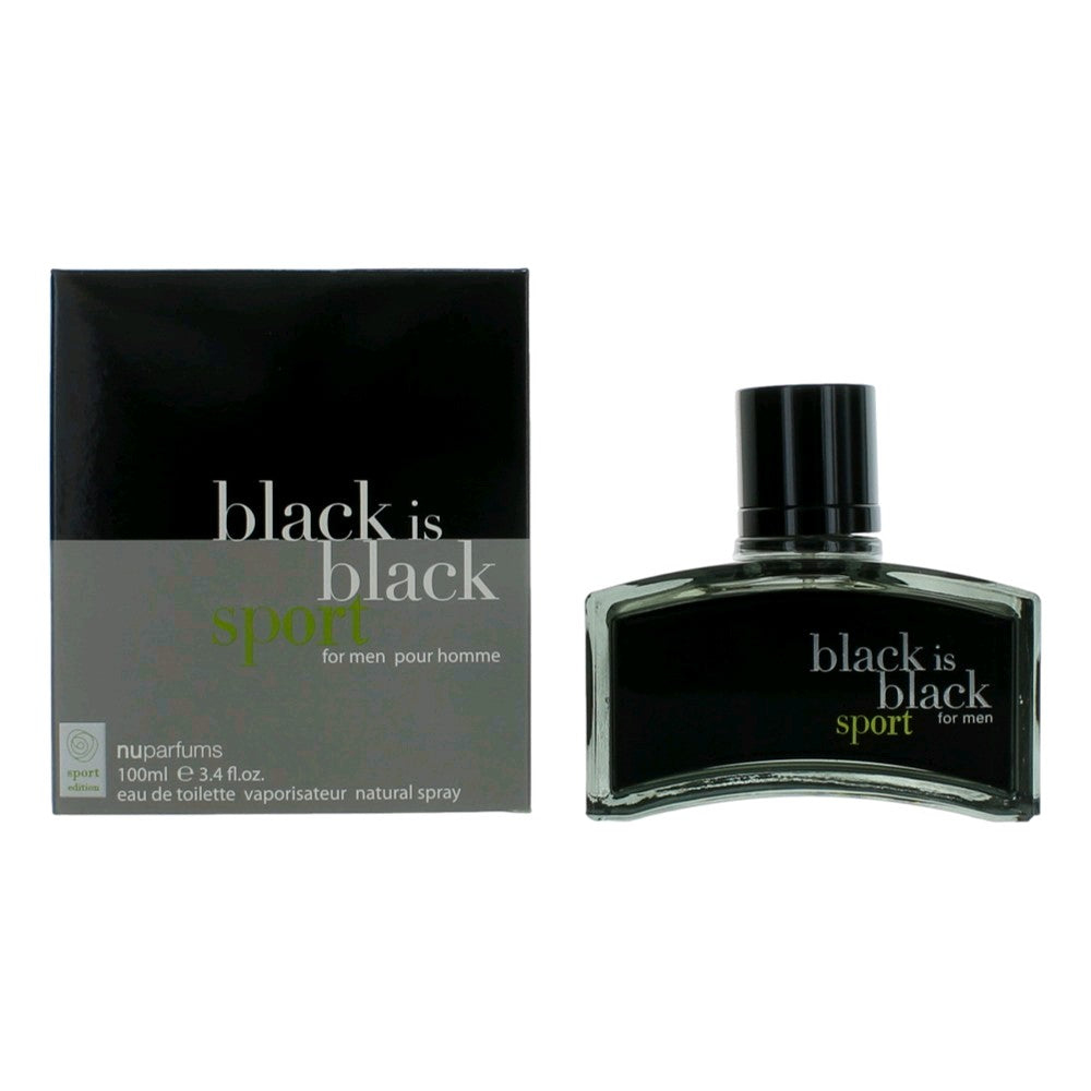 Black is Black Sport de NuParfums, Eau de Toilette en vaporizador de 3.4 oz para hombres