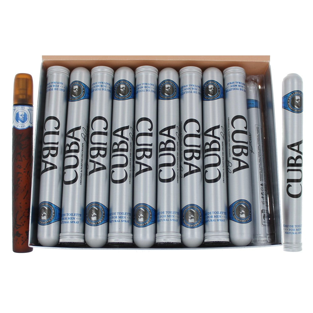 Cuba Blue de Cuba, espray EDT de 1.17 oz para hombres. Paquete de 20