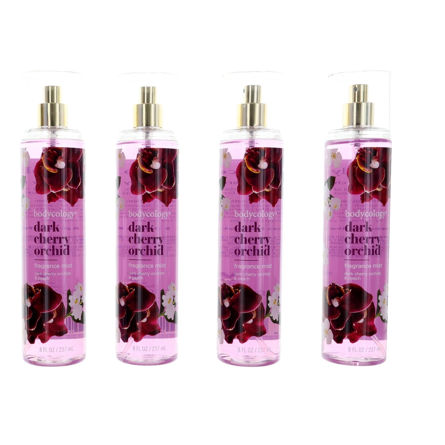 Dark Cherry Orchid de Bodycology, paquete de 4 nieblas de fragancia de 8 oz para mujeres