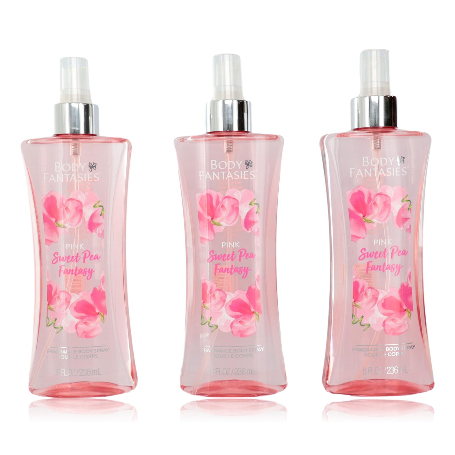 Pink Sweet Pea Fantasy by Body Fantasies, 3 Pack 8oz Fragrance Body Spray women