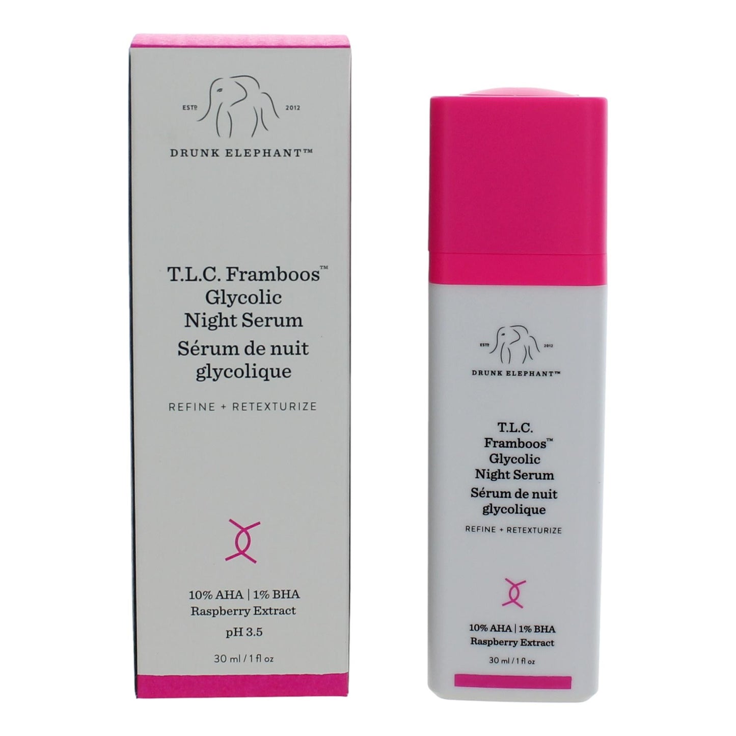 Drunk Elephant T.L.C Framboos de Drunk Elephant, suero nocturno glicólico de 30 ml