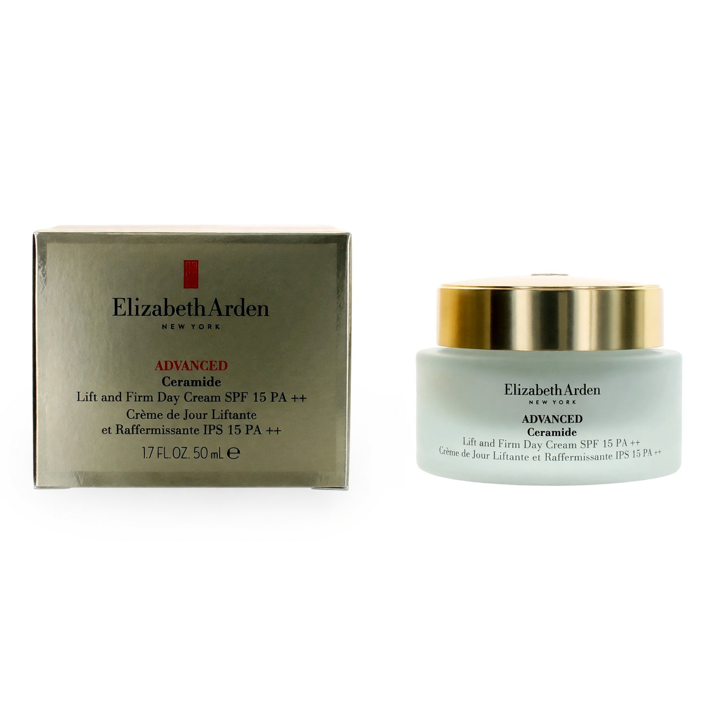 Ceramide de Elizabeth Arden, 1.7oz Crema de día avanzada con efecto lifting y reafirmante FPS 15 PA