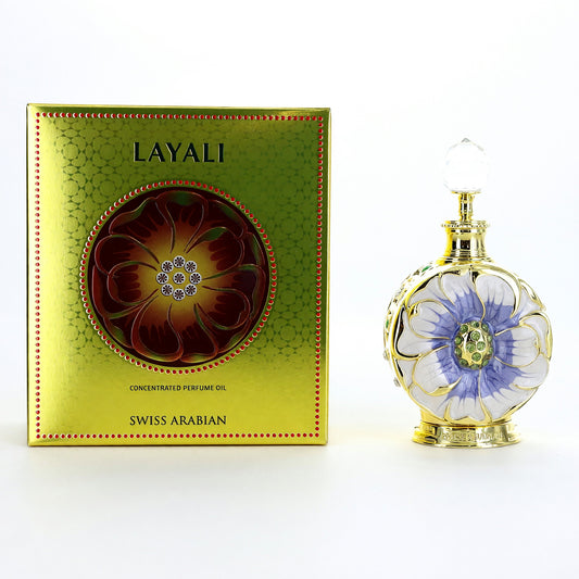 Layali de Swiss Arabian, Aceite Perfume Concentrado de 0.5 oz para Mujer